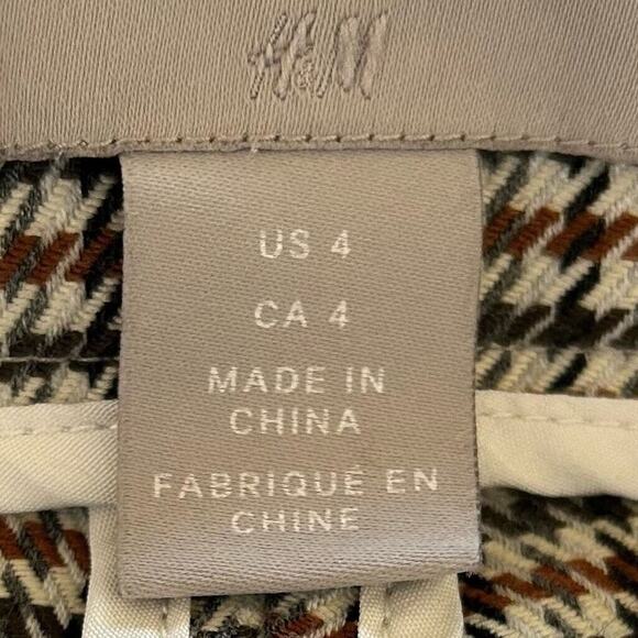 H&M Dress Pants Women's Size 4 Brown/Black Slash Pocket Plaid - Picture 7 of 9